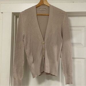 Stefanel Tan Openwork Knit Cardigan